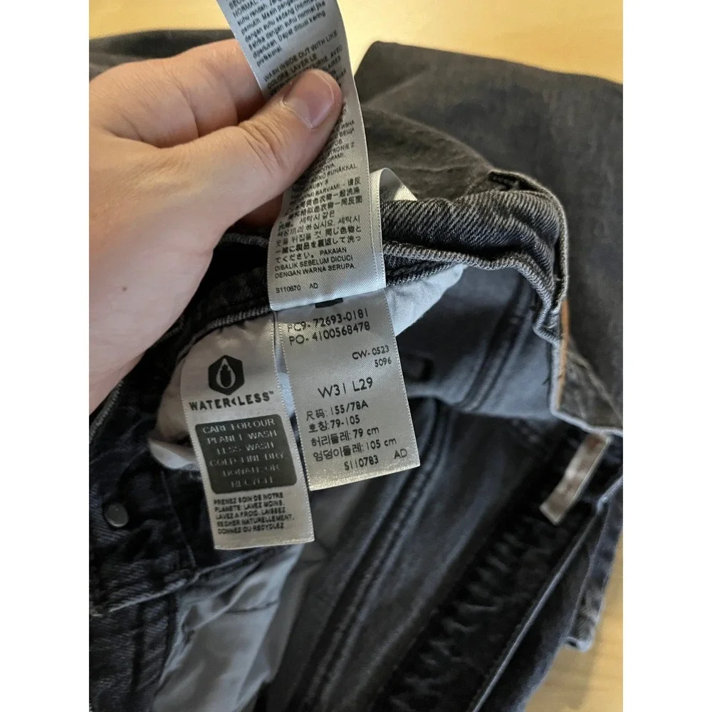 Levis Ribcage Straight Ankle Jeans Womens 31 Black High Rise Dark Wash Denim